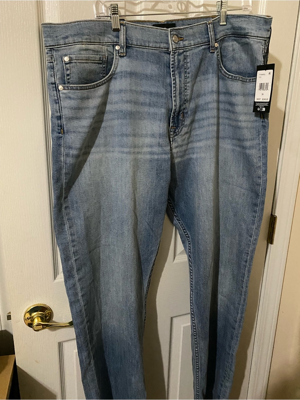 7 For All Mankind Men's Light Blue Straight Jeans